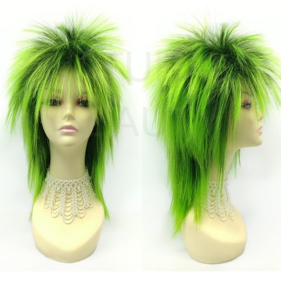 Natural Beauty Accessories - Green long layered spiked punk rock wig